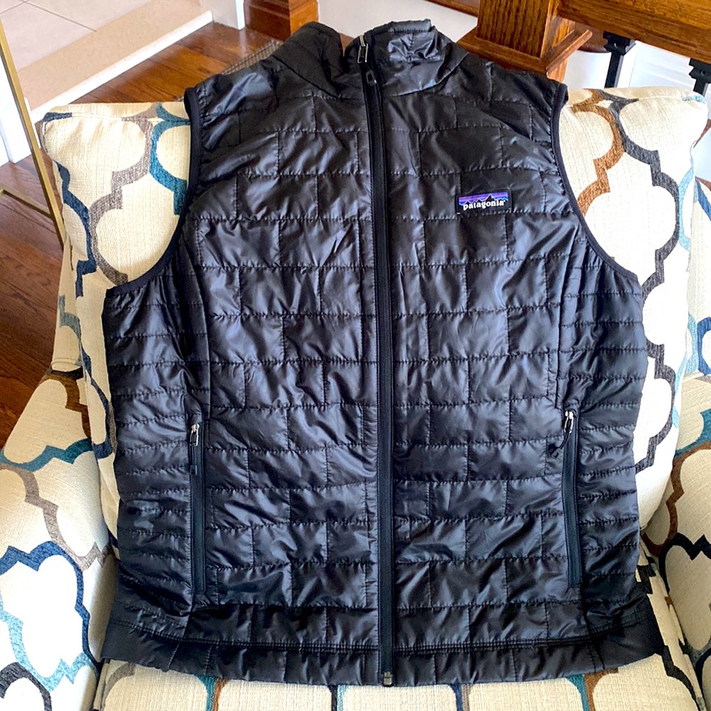Brand new with tags, never worn Black Nano puff vest from Patagonia. Women’s L